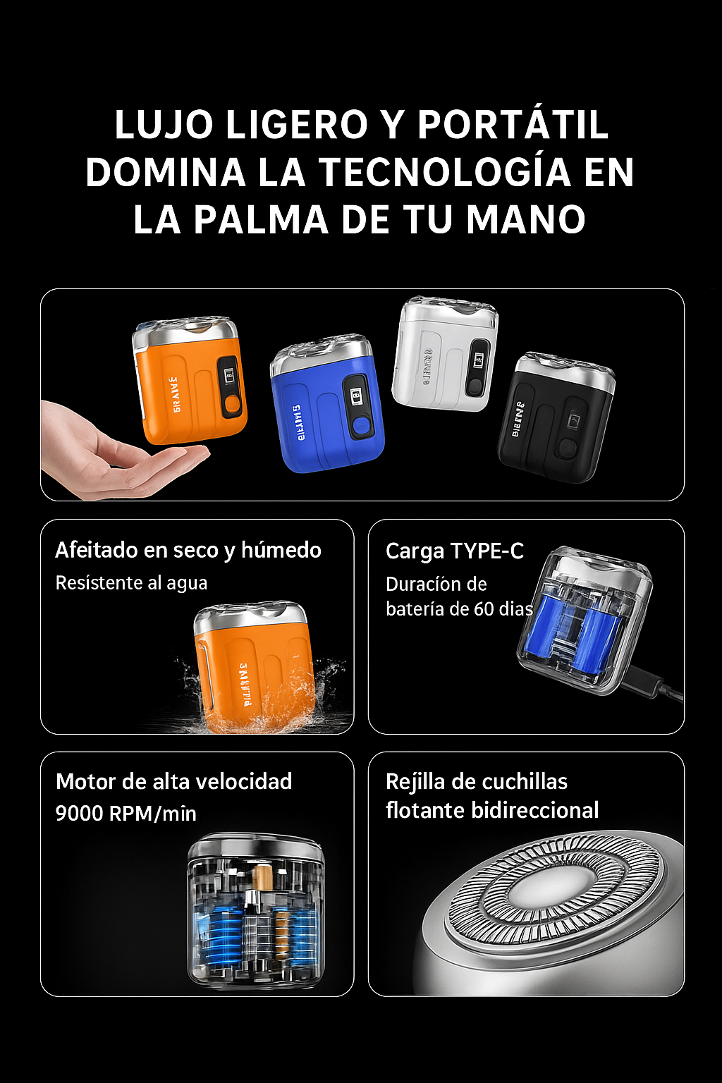 Mini Afeitadora Eléctrica Inteligente